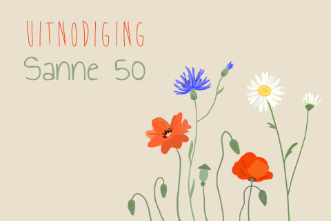 Verjaardagsuitnodiging veldbloemen 50 jaar