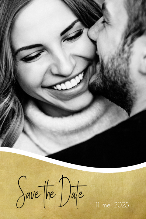 Save the Date met goudkleurige slinger