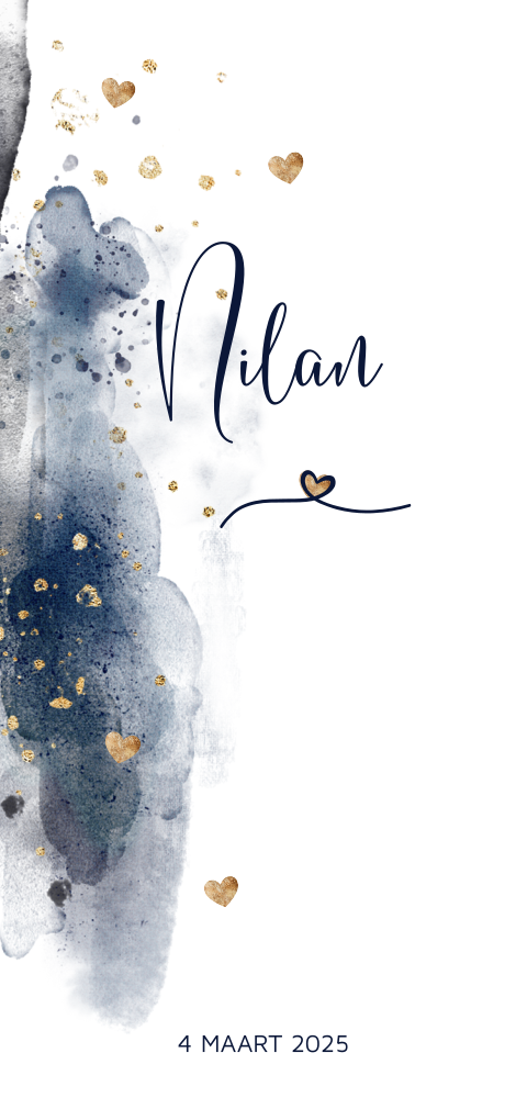 Geboortekaartje jongen watercolor blauw