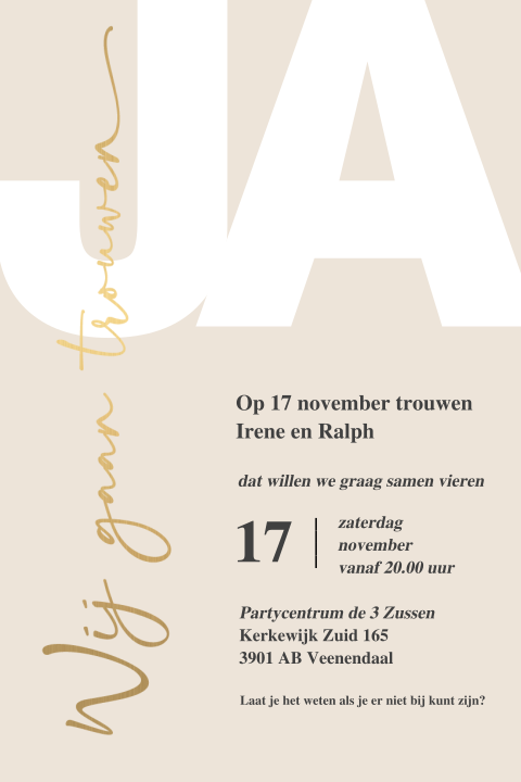 Typografie trouwkaart Wij gaan trouwen