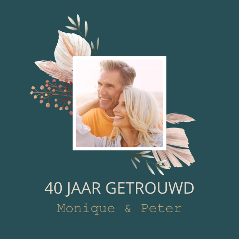 Uitnodiging jubileum 40 jaar met botanische tekeningen