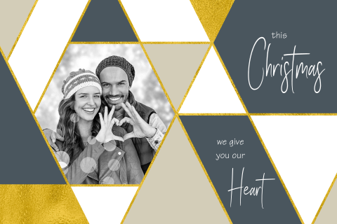 Kerstkaart trendy geometrisch goudlook