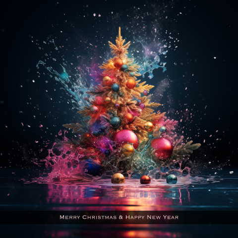 Kerstkaart multicolor kerstboom 1 eigen foto