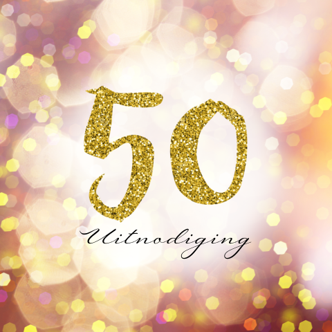 Uitnodiging 50 jaar met gouden glitters