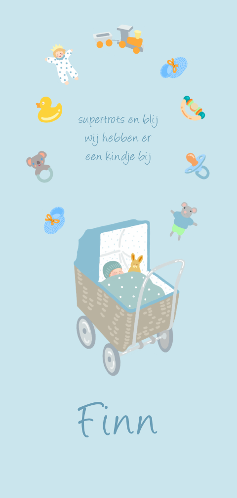 Geboortekaartje voor een jongetje met kinderwagen