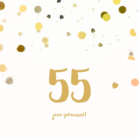 Jubileum kaart 55 jaar goud confetti