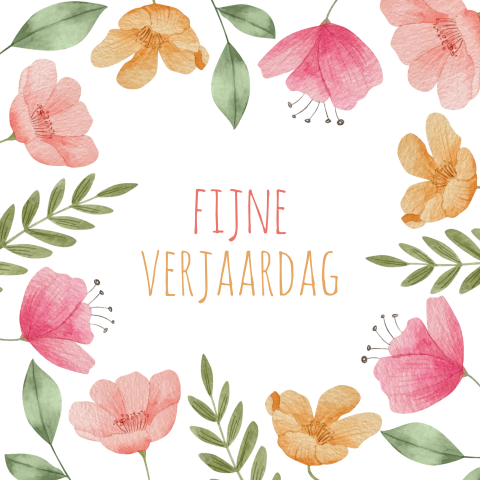 Wenskaart verjaardagskaart met kleurrijke bloemen