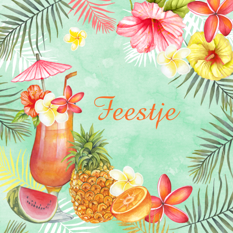 Uitnodiging feestje tropische cocktail sferen