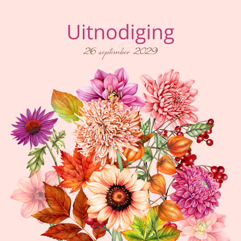 Uitnodiging verjaardag vrouw met kleurrijke herfst bloemen