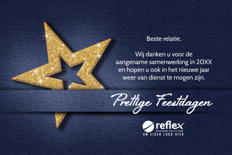Stijlvolle zakelijke kerstkaart met gouden ster en logo