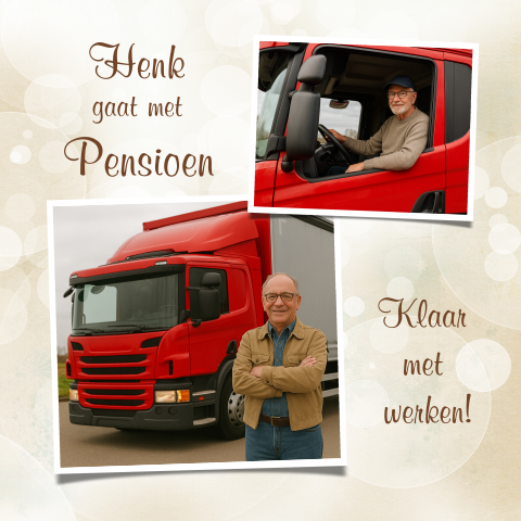 Uitnodiging feestje met pensioen foto collage