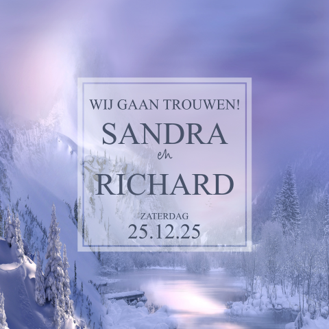 Trouwkaart thema winter met winters landschap