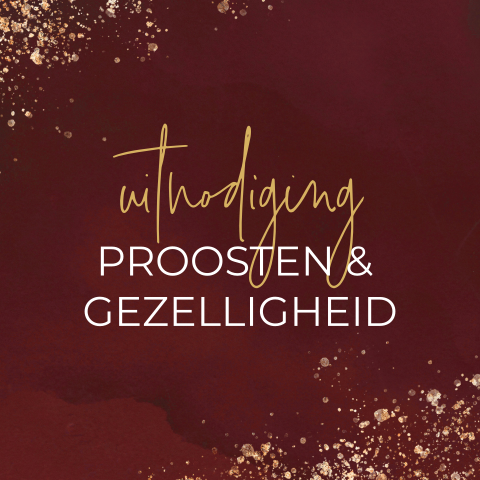 Uitnodiging rood roest goudlook spetters proosten gezelligheid