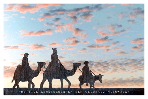 Kerstkaart illustratie drie wijzen