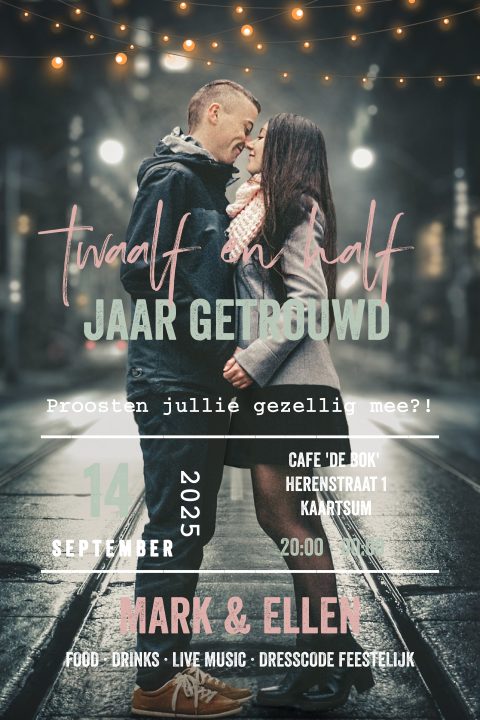 Jubileum uitnodiging feest met foto 12,5 jaar getrouwd