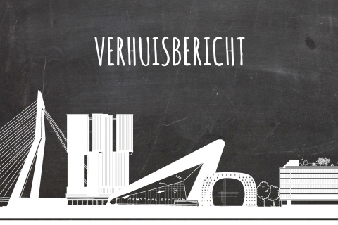 Krijtbord verhuiskaart stad Rotterdam aanzicht 