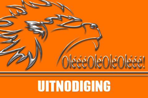 Voetbal feestje uitnodiging oranje met leeuw
