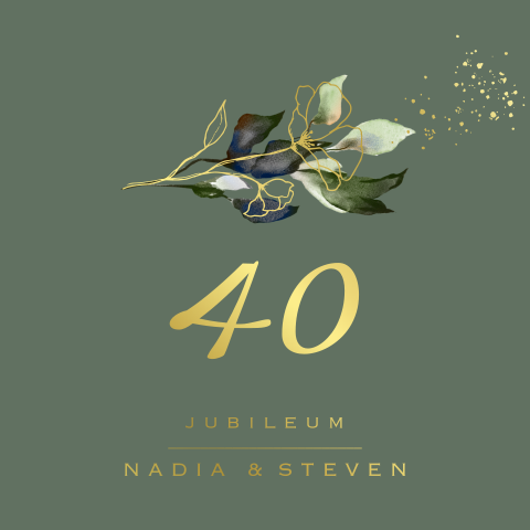 40 jarig jubileum uitnodiging foliedruk en bloem