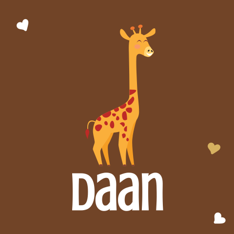 Geboortekaartje jongen met cartoon giraffe bruin