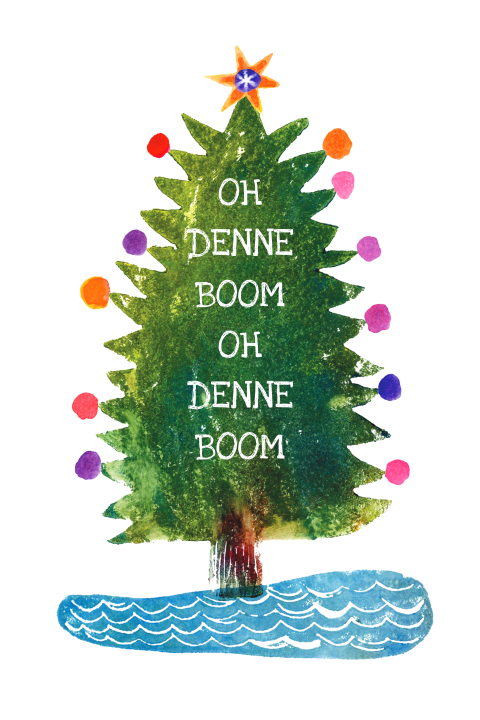 Kerstkaart kerstboom Oh denneboom