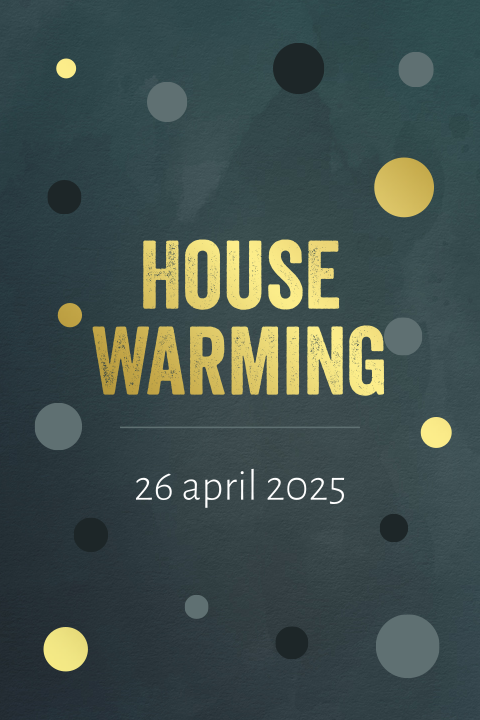 Hippe house warming uitnodiging op groen en foliedruk