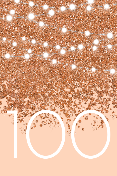 Uitnodiging 100 jaar met koperen glitters