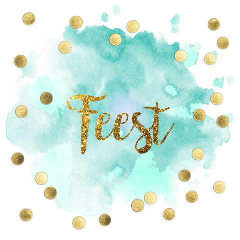 Uitnodiging feest watercolor blauw