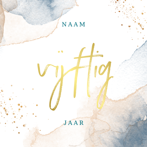 Uitnodiging voor een 50e verjaardag modern met waterverf