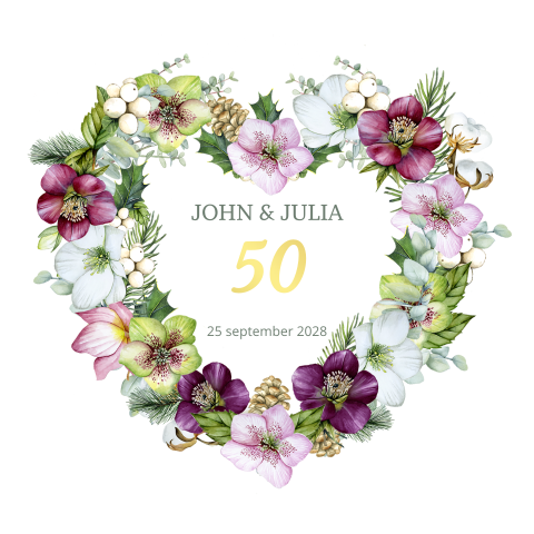 Uitnodiging jubileum 50 jaar getrouwd bloemenkrans