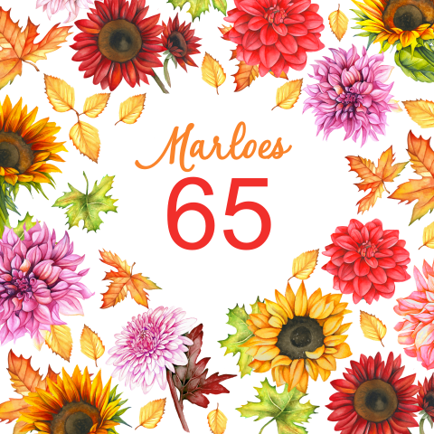 Uitnodiging 65e verjaardag herfstbloemen