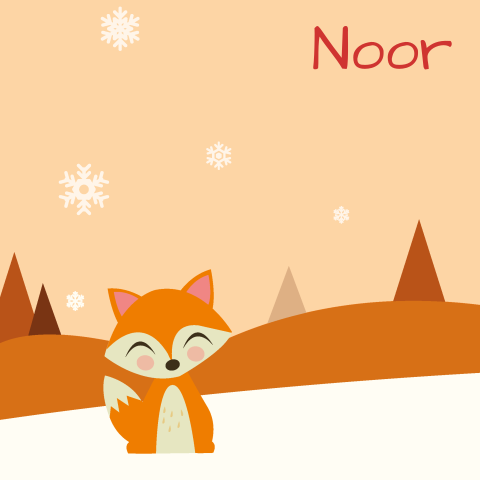 Geboortekaartje meisje winter vos sneeuw