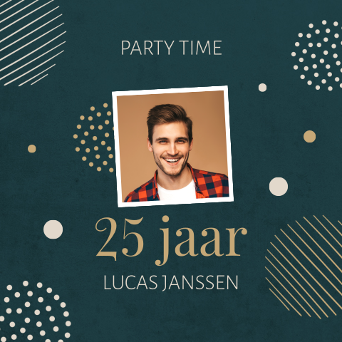 Uitnodiging 25 jaar man met bollen