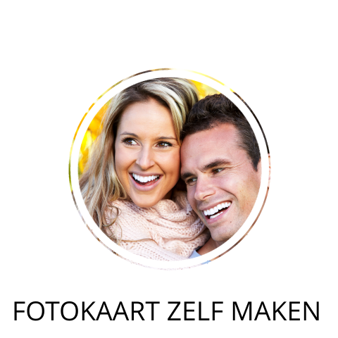 Vierkante kaart met foto achter rond kader zelf ontwerpen