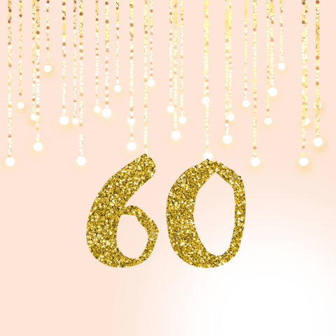 Hippe uitnodiging 60 jaar in roze met feestelijke slingers