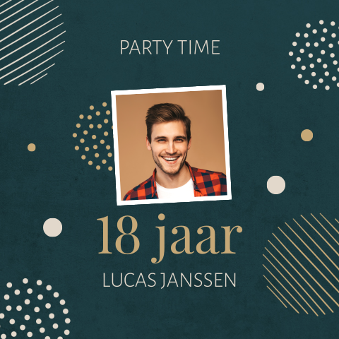 Uitnodiging 18e verjaardagsfeest met bollen
