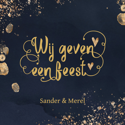 Wij geven een feest uitnodiging modern donkerblauw