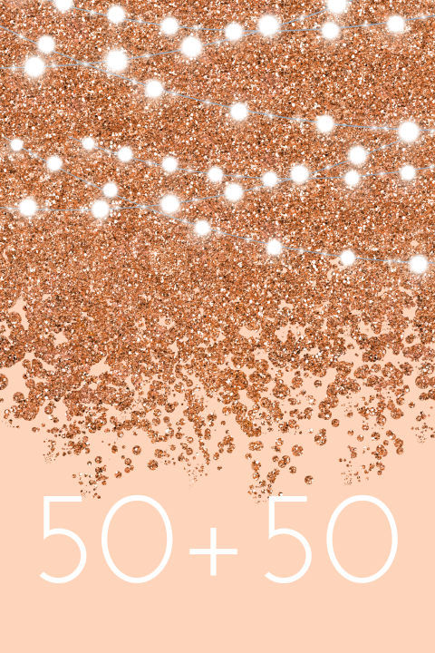 Verjaardagsuitnodiging samen 100 met koperen glitters