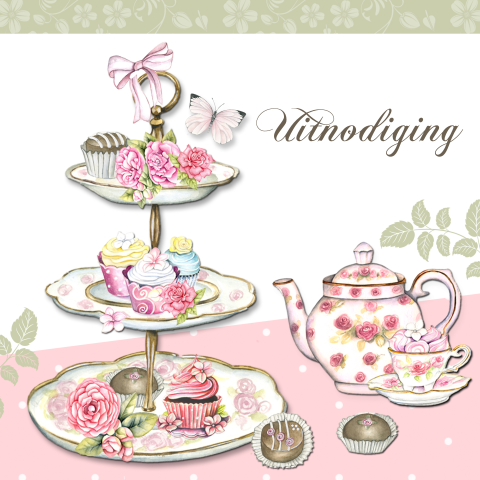 Uitnodigingskaart high tea feestje vrouw