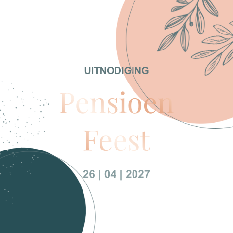 Uitnodiging pensioenfeest met cirkels en foliedruk
