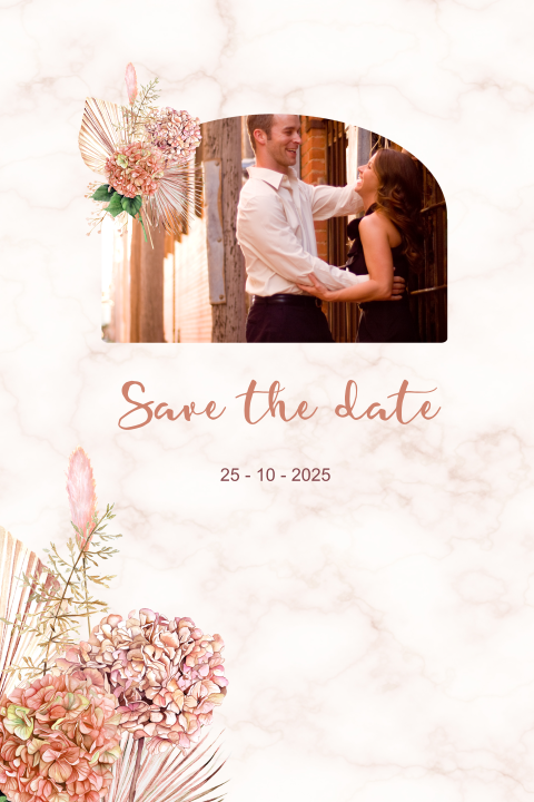 Save the date hortensia droogbloemen