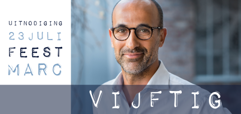 Uitnodiging verjaardag 50 jaar man met eigen portret vijftig