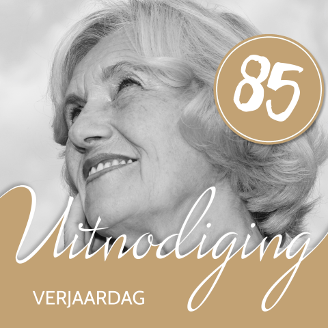 Uitnodiging verjaardag vrouw met grote foto 85 jaar