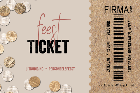 Feestelijke party ticket uitnodiging voor een personeelsfeest