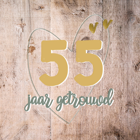 Jubileum uitnodiging 55 jaar getrouwd met hout