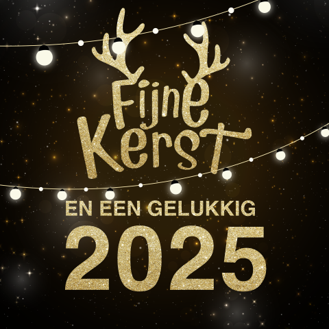 Kerstkaart zakelijk met lichtslinger en gewei
