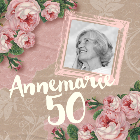 Uitnodiging 50 jaar vintage kraft rozen foto