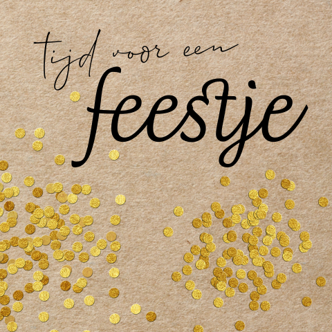 Tijd voor een feest uitnodiging kraft look en confetti