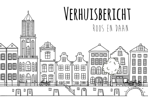 Verhuiskaarten hollandse huisjes in zwart wit utrecht