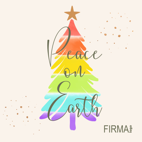 Zakelijke kerstkaart kerstboom in regenboog kleuren