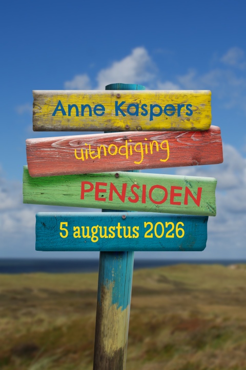 Uitnodiging pensioen feest met borden